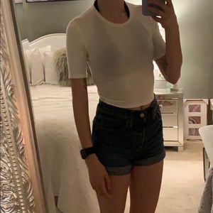 White Short Sleeve Crop Top
